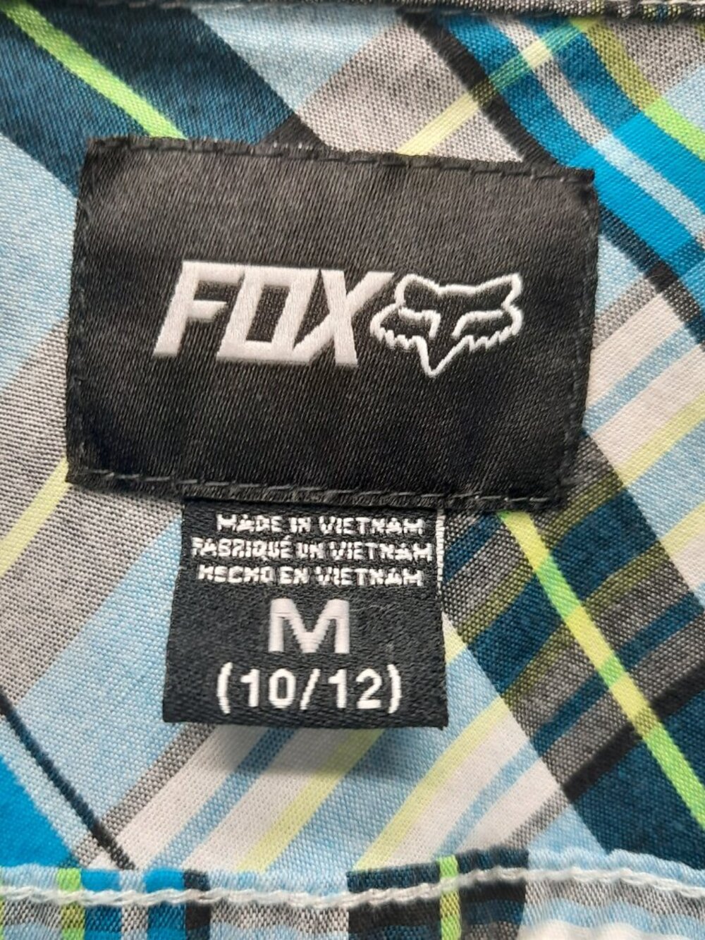 Fox Racing Youth Boys Plaid Button Up Shirt Size M (10/12) Blue Black White - Picture 3 of 9